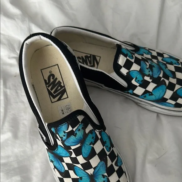 Women’s Slip-On Shoes with Blue Butterfly Design - Picture 5 of 5